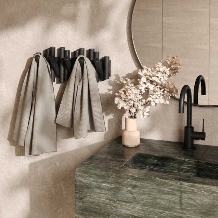 Cabideiro de Parede Picket Madeira Preto Umbra - Madel Home