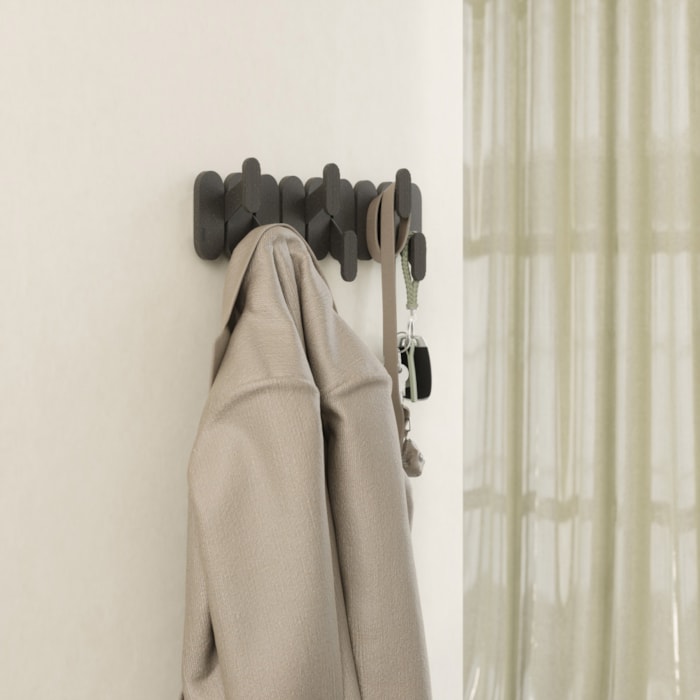 Cabideiro de Parede Tempo 6 Abs Preto Umbra - Madel Home