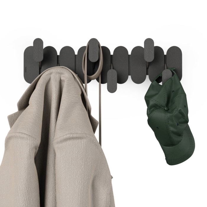 Cabideiro de Parede Tempo 6 Abs Preto Umbra - Madel Home