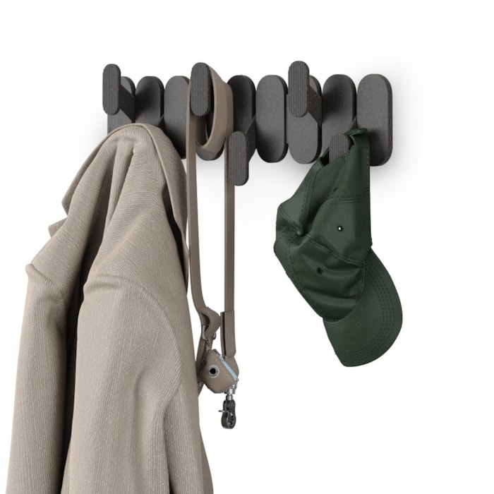 Cabideiro de Parede Tempo 6 Abs Preto Umbra - Madel Home