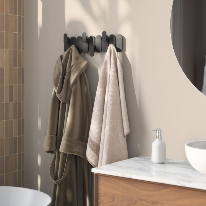 Cabideiro de Parede Tempo 6 Abs Preto Umbra - Madel Home
