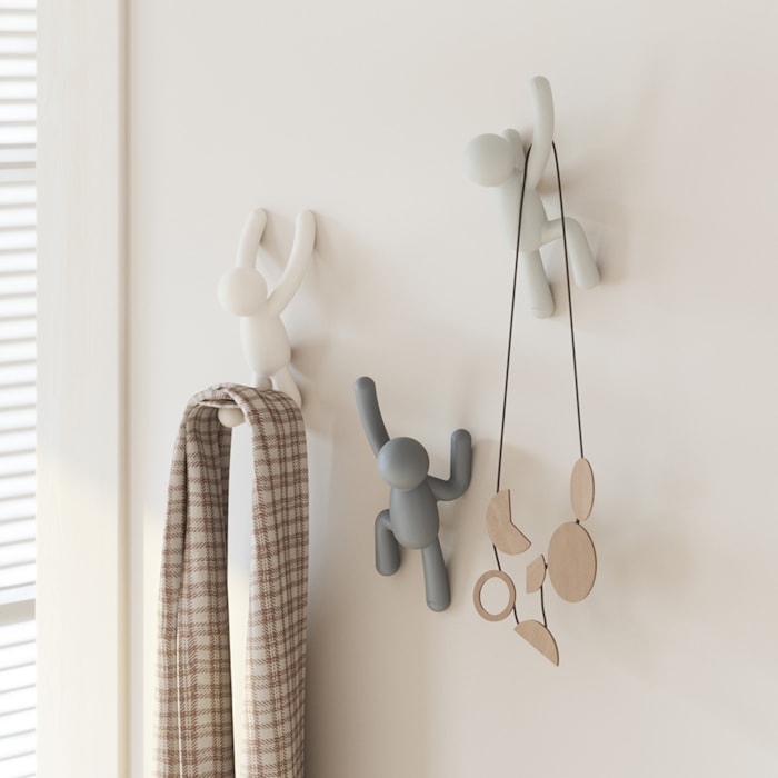 Cabideiro Parede Buddy Abs Cinza, Carvão e Branco Umbra - Madel Home