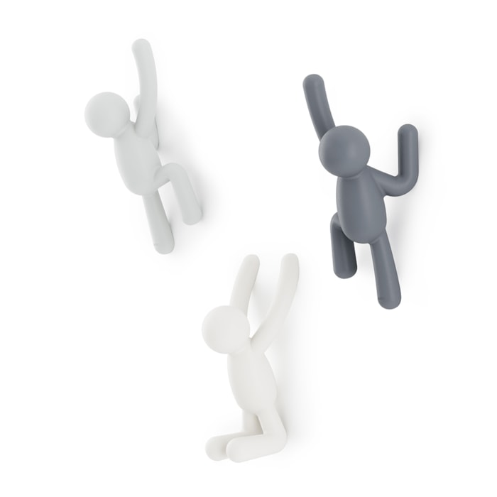 Cabideiro Parede Buddy Abs Cinza, Carvão e Branco Umbra - Madel Home