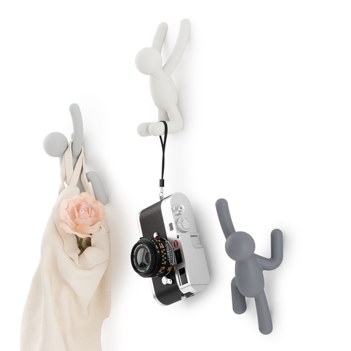 Cabideiro Parede Buddy Abs Cinza, Carvão e Branco Umbra - Madel Home