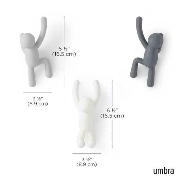 Cabideiro Parede Buddy Abs Cinza, Carvão e Branco Umbra - Madel Home