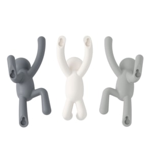 Cabideiro Parede Buddy Abs Cinza, Carvão e Branco Umbra