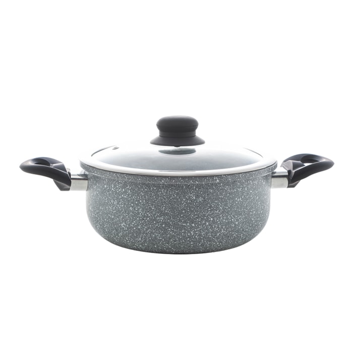 Caçarola de Indução Revestimento Cerâmico Tampa de Vidro Granilite Cinza Wolff - 22cm - Madel Home