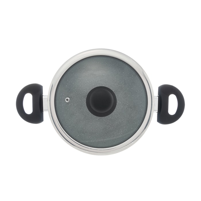 Caçarola de Indução Revestimento Cerâmico Tampa de Vidro Granilite Cinza Wolff - 22cm - Madel Home