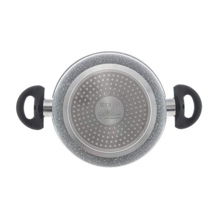 Caçarola de Indução Revestimento Cerâmico Tampa de Vidro Granilite Cinza Wolff - 22cm - Madel Home