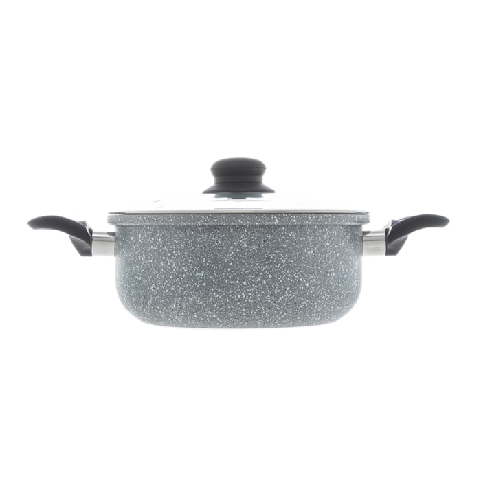 Caçarola de Indução  Revestimento Cerâmico Tampa de Vidro Granilite Cinza Wolff  - 22cm - Madel Home