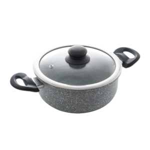 Caçarola de Indução  Revestimento Cerâmico Tampa de Vidro Granilite Cinza Wolff  - 22cm
