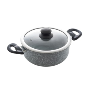 Caçarola de Indução Revestimento Cerâmico Tampa de Vidro Granilite Cinza Wolff - 24cm 