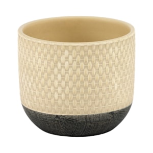 Cachepot Cerâmica Bege e Preto - 12cm
