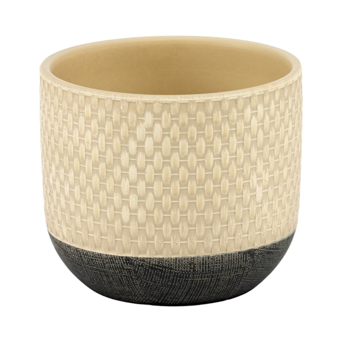 Cachepot Cerâmica Bege e Preto - 12cm - Madel Home
