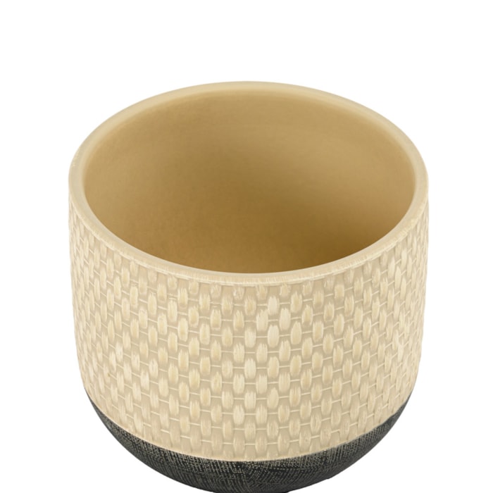 Cachepot Cerâmica Bege e Preto - 12cm - Madel Home
