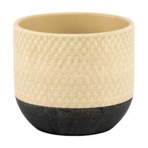 Cachepot Cerâmica Bege e Preto - 15cm