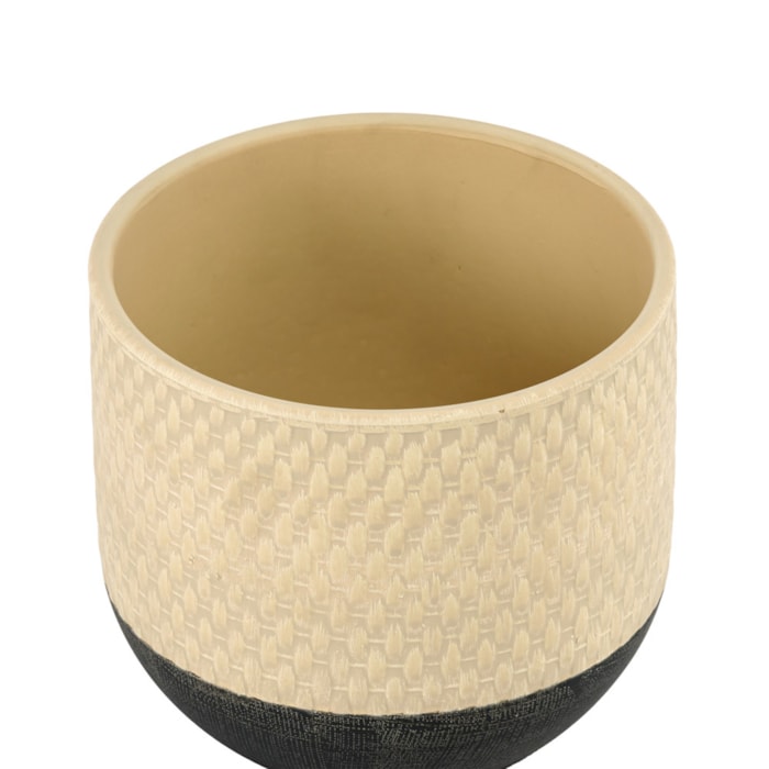Cachepot Cerâmica Bege e Preto - 15cm - Madel Home