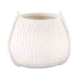 Cachepot Cerâmica com Textura Branco - 17,5cm