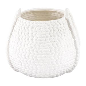 Cachepot Cerâmica com Textura Branco - 22cm