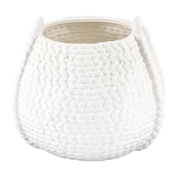 Cachepot Cerâmica com Textura Branco - 22cm - Madel Home