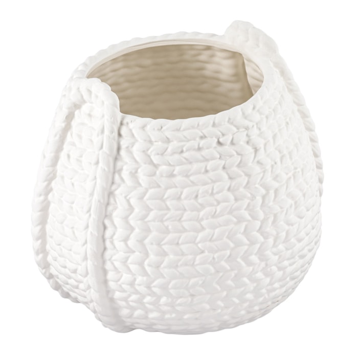 Cachepot Cerâmica com Textura Branco - 22cm - Madel Home