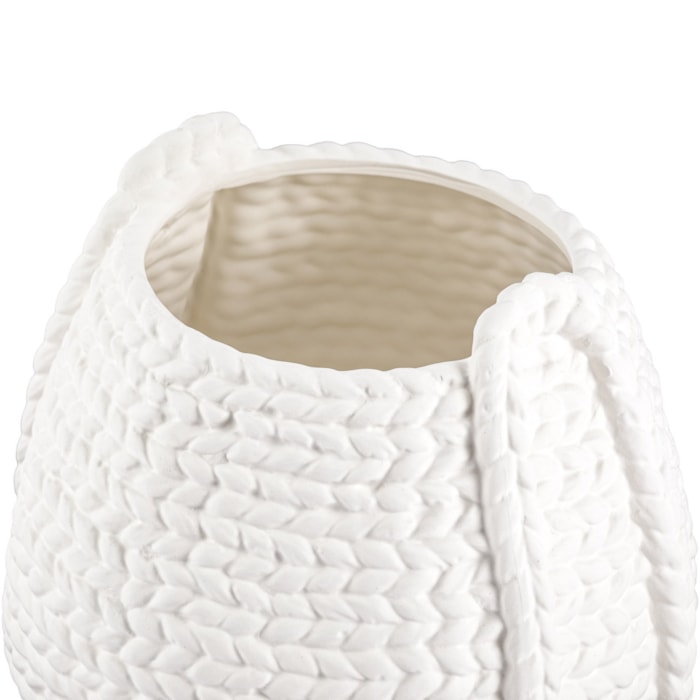 Cachepot Cerâmica com Textura Branco - 22cm - Madel Home