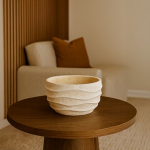 Cachepot Cimento Bege M - 12cm