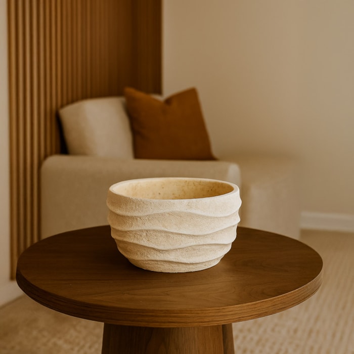 Cachepot Cimento Bege M - 12cm - Madel Home