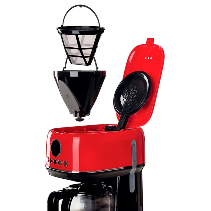 Cafeteira Americana Moderna 900W 15 Xícaras Programável Vermelho Ariete - 127V - Madel Home