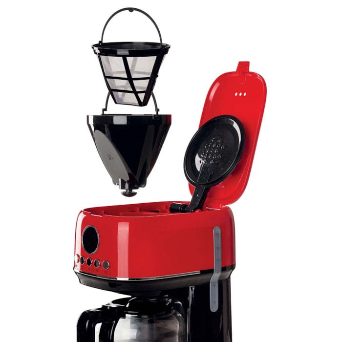 Cafeteira Americana Moderna 900W 15 Xícaras Programável Vermelho Ariete - 220V - Madel Home