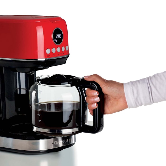 Cafeteira Americana Moderna 900W 15 Xícaras Programável Vermelho Ariete - 220V - Madel Home