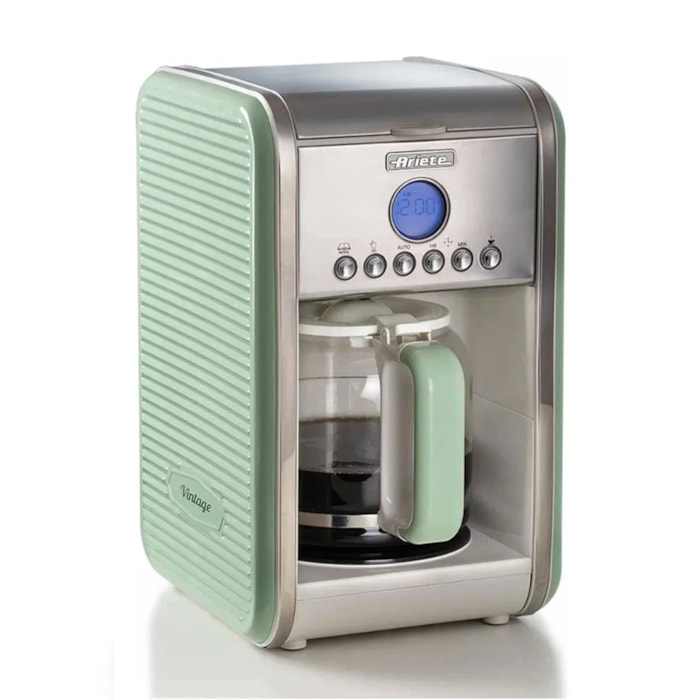 Cafeteira Vintage 900W 12 Xícaras Programável Verde Ariete - 127V - Madel Home