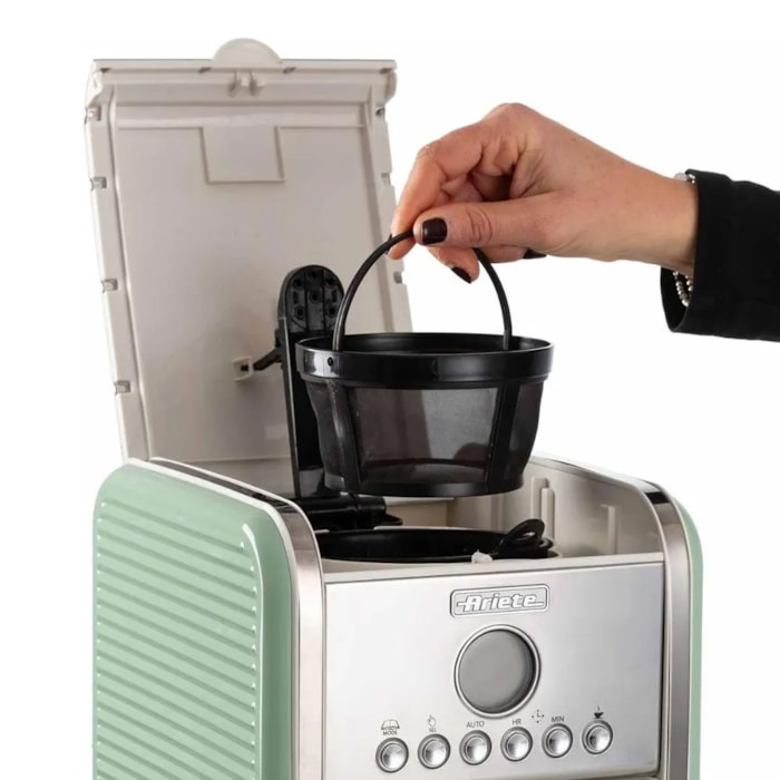 Cafeteira Vintage 900W 12 Xícaras Programável Verde Ariete - 127V - Madel Home
