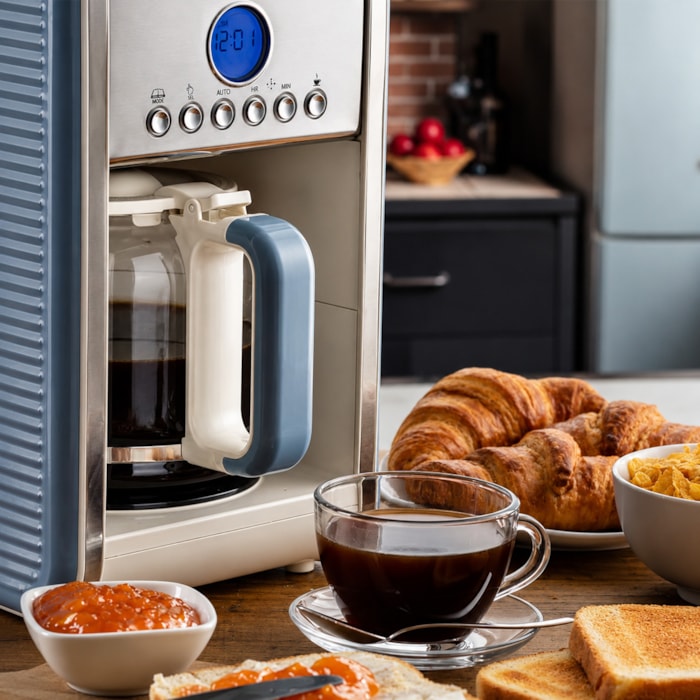 Cafeteira Vintage Azul 900W 12 Xícaras Programável Ariete - 220V - Madel Home