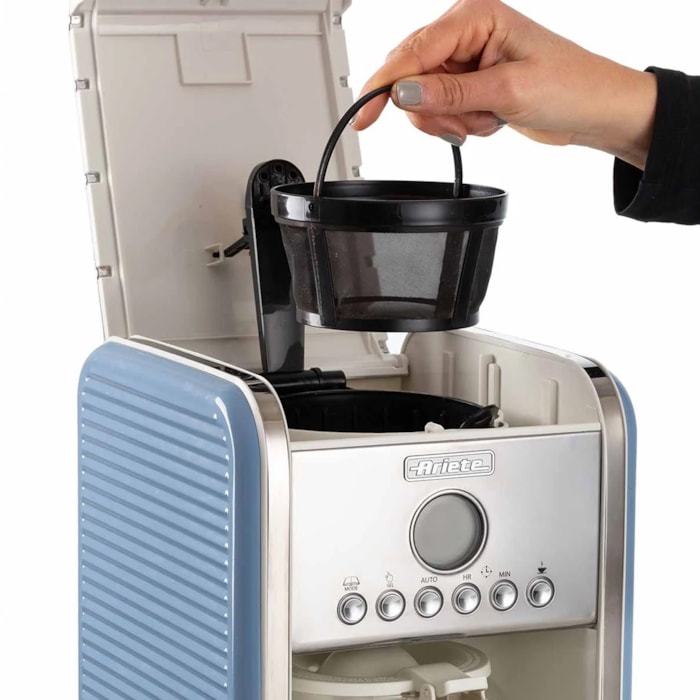 Cafeteira Vintage Azul 900W 12 Xícaras Programável Ariete - 220V - Madel Home