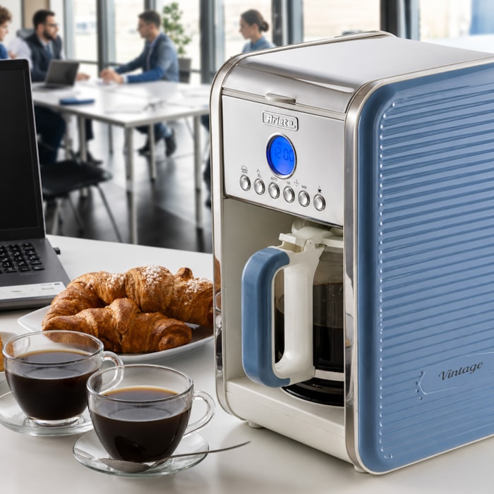 Cafeteira Vintage Azul 900W 12 Xícaras Programável Ariete - 220V - Madel Home