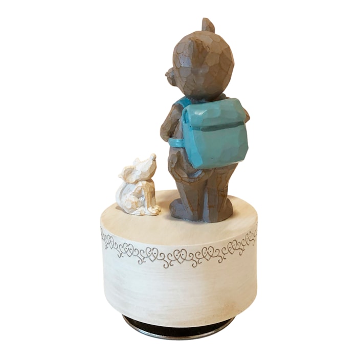 Caixa de Música de Resina Lapidada Urso de Mochila - Madel Home