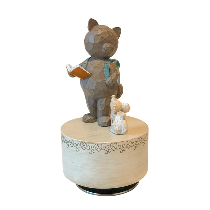 Caixa de Música de Resina Lapidada Urso de Mochila - Madel Home