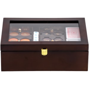 Caixa de Poker Madeira e Acrílico Marrom - 30cm
