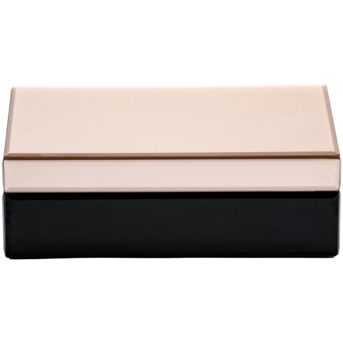 Caixa Decorativa de Madeira e Vidro Bege G - 24,5cm - Madel Home