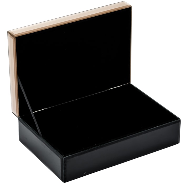 Caixa Decorativa de Madeira e Vidro Bege G - 24,5cm - Madel Home