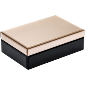 Caixa Decorativa de Madeira e Vidro Bege G - 24,5cm