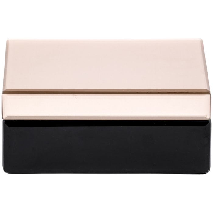 Caixa Decorativa de Madeira e Vidro Bege M - 19cm - Madel Home