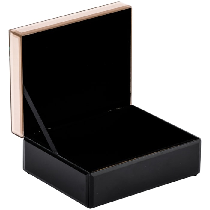 Caixa Decorativa de Madeira e Vidro Bege M - 19cm - Madel Home