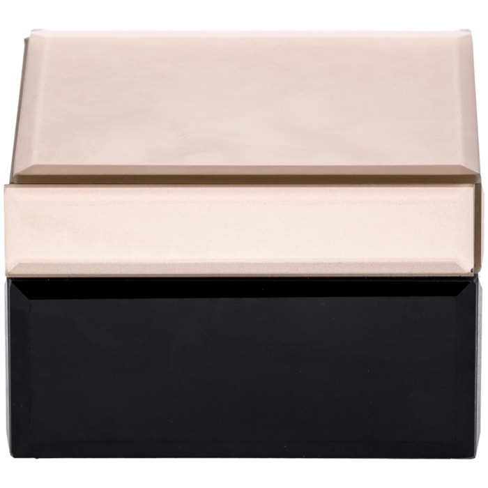 Caixa Decorativa de Madeira e Vidro Bege P - 13cm - Madel Home