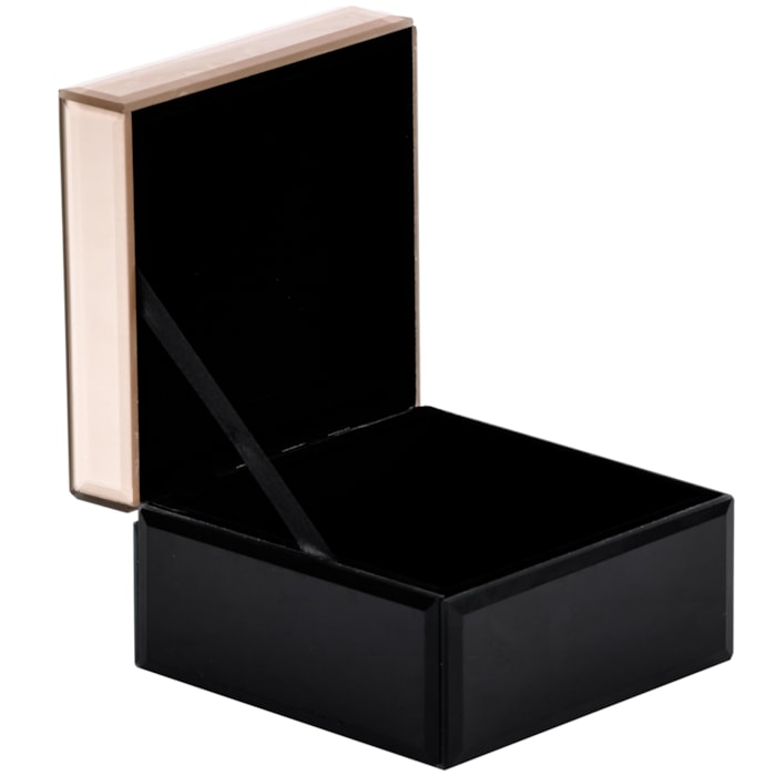 Caixa Decorativa de Madeira e Vidro Bege P - 13cm - Madel Home