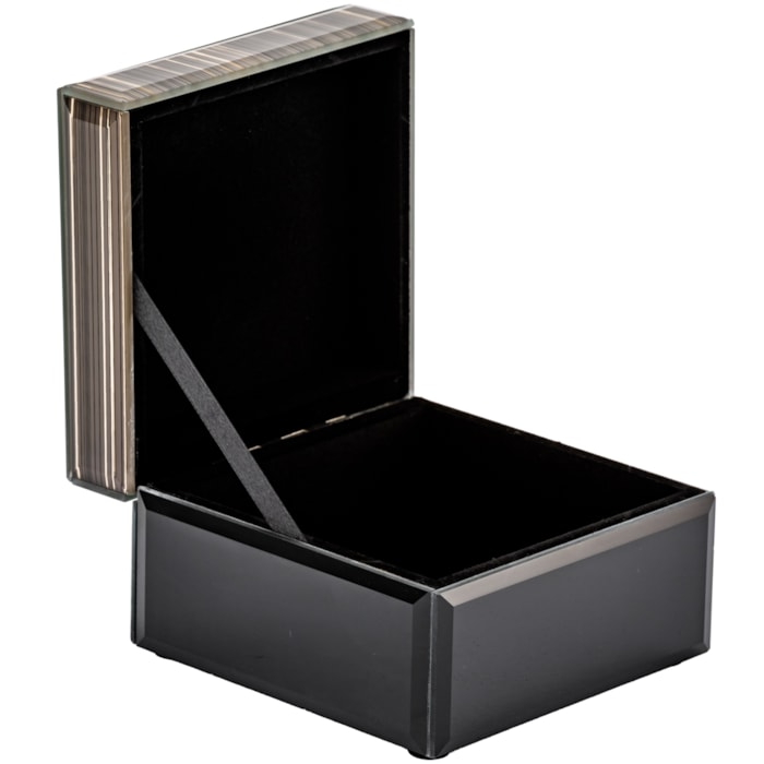 Caixa Decorativa de Madeira e Vidro Preta e Dourada - 12cm - Madel Home