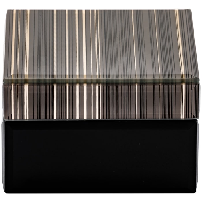 Caixa Decorativa de Madeira e Vidro Preta e Dourada - 12cm - Madel Home