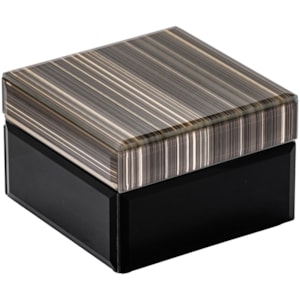 Caixa Decorativa de Madeira e Vidro Preta e Dourada - 12cm