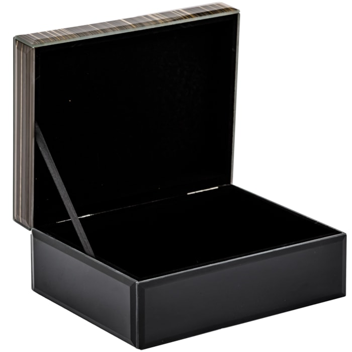 Caixa Decorativa de Madeira e Vidro Preta e Dourada - 19cm - Madel Home